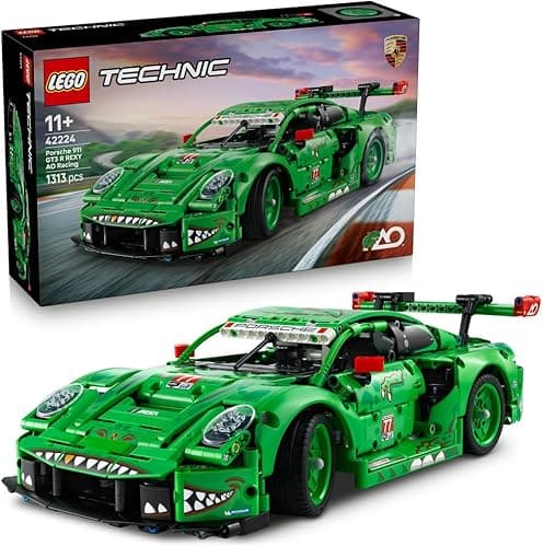 LEGO Technic Samochód Porsche 911 GT3 R REXY AO Racing, zabawka konstrukcyjna dla dziecka, model samochodu wyścigowego z motywem dinozaura, prezent dla 11-latka, dla chłopca i dziewczynki 42224
