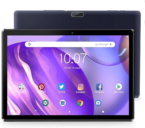 PRITOM Tablet 10 cali Android 13 Phone Tablet 3G, SIM, 64 GB Quad Core, (TF 512 GB), bateria 5000 mAh, kamera tylna 8 MP, obsługa połączeń 3G, WiFi, GPS, Bluetooth, USB typu C, czarny