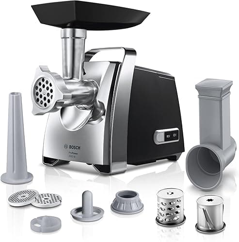 Bosch ProPower, maszynka do mielenia, wydajny silnik 2000 W, wydajna komora mielenia, sita ze stali szlachetnej, kolor czarny chrom, MFW67440