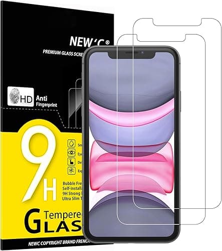 NEW'C 2 sztuki Szkło dla iPhone 11, iPhone XR (6,1 Cala) Hartowane i Folia Ochronna Ochraniacz Ekranu - Bez pęcherzyków powietrza, odporność na zarysowania