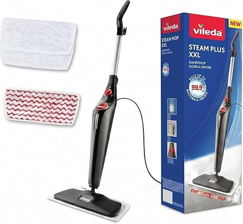 Vileda Steam PLUS Power Pad XXL mop parowy do mycia podłóg, parkietu, płytek i dywanów