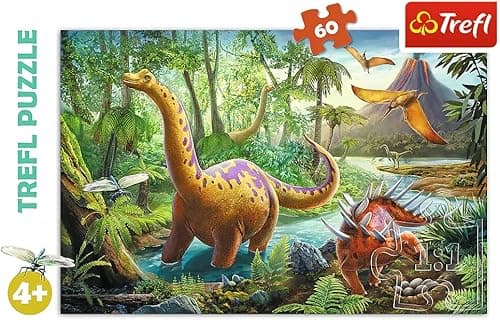 Trefl, Puzzle z motywem drogi dinozaurów, 60 elementów, dla dzieci od 4 lat