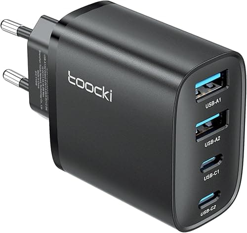 Toocki ładowarka USB C, 40 W, 4-portowa wielogniazdowa ładowarka z wtyczką USBC, USB-C i USB-A, zasilacz PD 3.0 do iPhone 17 16 15 14 Pro Max 13 12 11 SE 2020 XS XR 8 7, Samsung, telefony komórkowe