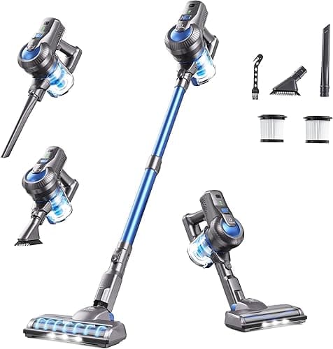 Greenote Bezprzewodowy odkurzacz, lekki odkurzacz bezprzewodowy 23000pa, pionowy odkurzacz ze światłami LED, wielofunkcyjny 6 w 1, działa 35 minut, waga 1,5 kg, do twardych podłóg i dywanów z krótkim