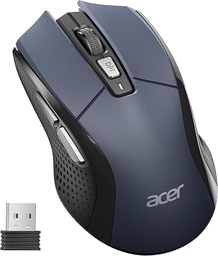 Acer Mysz bezprzewodowa, mysz komputerowa Optyczna 4000 DPI, Ergonomiczna mysz z odbiornikiem USB 2,4GHz, 6 przycisków, Wskaźnik baterii, Mysz do laptopa do komputera stacjonarnego, biura, domu