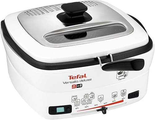 TEFAL FR4950 multicooker VERSALIO 9 w 1, pokrywa do gotowania z okienkiem, powłoka nieprzywierająca, wskaźnik poziomu oleju, wyjmowany timer, biały