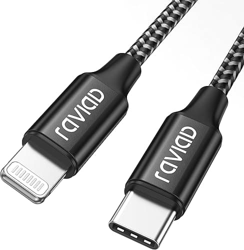RAVIAD Kabel USB C na Lightning 1 m, iPhone kabel do ładowania MFi certyfikowany Power Delivery nylonowy kabel USB C Lightning do iPhone 14/13 Pro Max / 12 Pro Max / 12 Mini / 11 Pro / X / XS/XR/SE