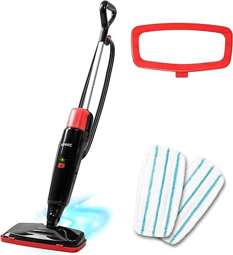 Duronic STM15 BK Elektryczny mop parowy o mocy 1500 W ze zbiornikiem 500 ml i maksymalną temperaturą 100°C do paneli, płytek, dywanów czyszczenie bez chemii. Czarny