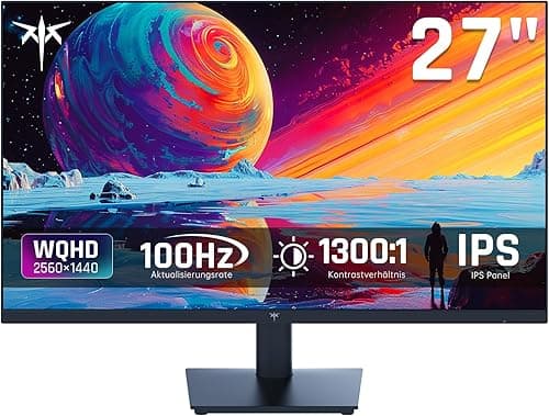 KTC Monitor 27 cali, QHD 2K 100Hz (OC 120Hz) - Panel IPS, ekran anty-niebieskofalowy, 96% DCI-P3, 126% sRGB, 350 cd/m², wsparcie dla Free Sync i G-Sync, monitor PC do casualowego grania i pracy