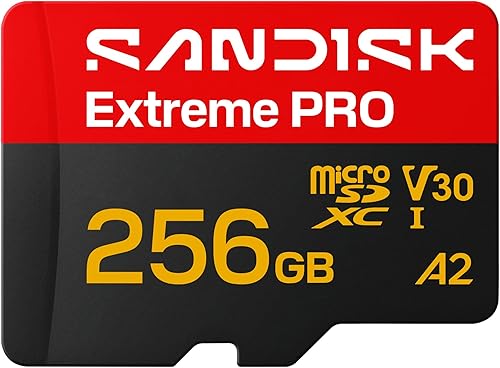 SANDISK Extreme PRO microSD Karta UHS-I + SD Adapter, 256 GB (prędkość odczytu do 250 MB/s i prędkość zapisu do 170MB/s, 5K, 3K, 4K UHD, C10, V30, U3, A2)