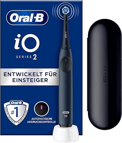Oral-B Elektryczna szczoteczka do zębów iO Series 2, 1 szczotka zapasowa, 3 tryby czyszczenia do pielęgnacji zębów, technologia magnetyczna, etui podróżne, zaprojektowane przez Braun, niebieski (Ocean