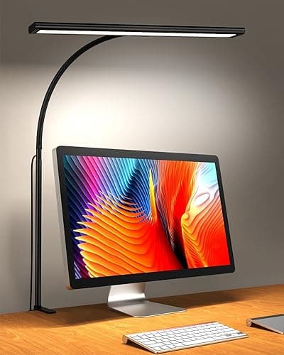 iFalarila Lampa biurkowa, ściemniana, 160 diod LED do biura, domu [zmodernizowana, elastyczna szyjka, metalowy pręt i zacisk I], do czytania przy stole, warsztatu i wielu innych czynności