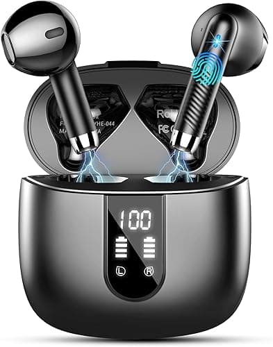 Bezprzewodowe słuchawki douszne, słuchawki Bluetooth V5.3 z 4 mikrofonami z redukcją szumów ENC, 40H słuchawki Bluetooth stereo z głębokim basem 2024, nowe słuchawki Bluetooth z podwójnym