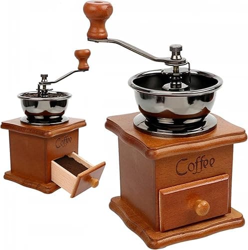 Retoo Ręczny młynek do kawy, młynek do kawy, retro klasyczny młynek do kawy, młynek ręczny z czystą szczotką, prezent dla miłośników kawy