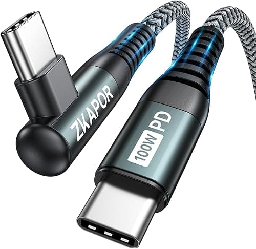 ZKAPOR Kabel USB C 1 m, 100 W USB C na USB C, PD 90 stopni, kabel do szybkiego ładowania USB C do iPhone 16 Pro Max, iPhone 15, Samsung Galaxy S24/S23, MacBook Pro/Air, Pad Pro, Huawei P60/Mate 60