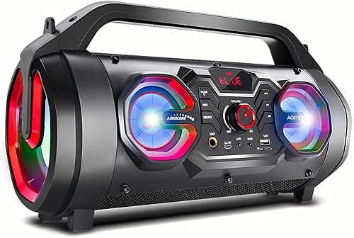 Audiocore AC875 Bazooka Przenośny głośnik Bluetooth 5.0 Boombox 30W (20W + 5Wx2) PX4 Odpornyć na zachlapania microSD Wejście Aux USB Port mikrofonu Oświetlenie Pilot