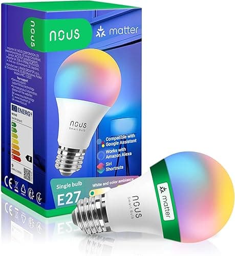 NOUS Inteligentna żarówka LED E27 RGB, Wi-Fi Alexa, inteligentna żarówka z pilotem zdalnego sterowania, zmiana kolorów, żarówka RGB, tylko 2,4 GHz WiFi