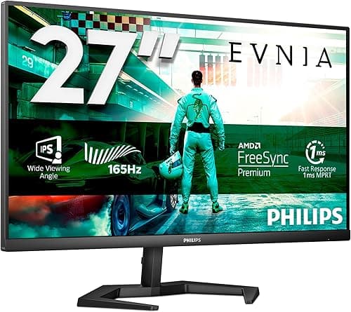 PHILIPS Evnia 27M1N3200ZS Monitor gamingowy FHD 27 cali, 165 Hz, IPS, 1 ms, FreeSync Premium, niskie opóźnienie wejścia, inteligentny tryb gry (1920 x 1080, 250 cd/m, HDMI 2.0 / DP 1.2)