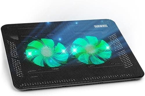 Duronic LC2 Podkładka chłodząca do laptopa 25 x 33 cm | podstawka pod laptop z LED, 5 wentylatorów | regulacja wysokości i prędkości | 2x port USB