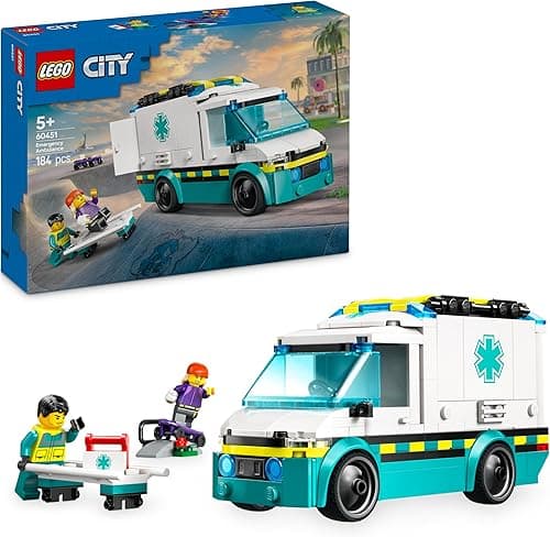 LEGO City Karetka Pogotowia, Konstrukcyjna Zabawka dla Dziecka do Zbudowania, Pojazd z Minifigurkami i Akcesoriami, Kreatywny Prezent dla 5-latka, dla Chłopca i Dziewczynki, dla Przedszkolaka, 60451