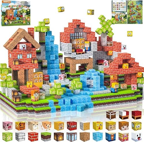 Klocki Magnetyczne 100 PCS 2CM, 3+ Zabawki sensoryczne STEM Montessori, Magnetyczne Klocki dla 3 4 5 6 7 8 9 10 11 12 8-12 lat Chłopcy i dziewczynki Prezenty urodzinowe