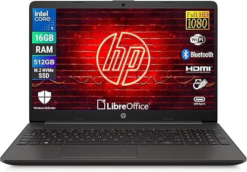HP 250R G9, notebook, procesor Intel 5-120u 10 rdzeni 1,4 GHz, wyświetlacz 15,6" FHD, pamięć RAM 16 GB, SSD 512 GB, system Windows 11, gotowy do użycia z Libre Office