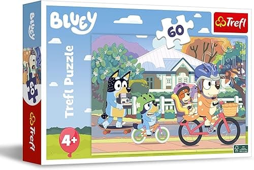 Trefl - Bluey, Wesoły Bluey - Puzzle 60 Elementów - Kolorowe Puzzle z Bohaterami Bajki, Kreatywna Rozrywka, Zabawa dla Dzieci od 4 lat
