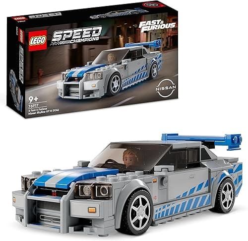 LEGO 76917 Speed Champions Nissan Skyline GT-R (R34) z filmu „Za szybcy, za wściekli”, Zabawka do Budowania Modeli Samochodów Wyścigowych, Zestaw 2023 dla Dzieci