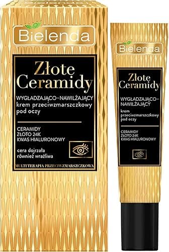 Bielenda Złote Ceramidy, Wygładzająco-nawilżający krem przeciwzmarszczkowy pod oczy, 15 ml
