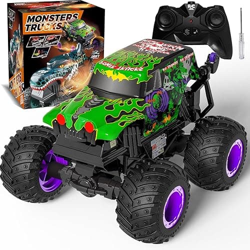 Monster Truck zdalnie sterowany, 20 km/h, Monster Truck ze światłem i muzyką, 2,4 GHz zdalnie sterowany samochód z obrotem 360°, 1/20 Monstertruck z 100 min, 3 4 5 6 7 8 lat chłopiec