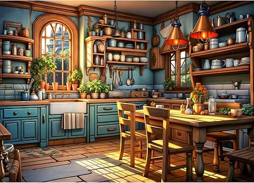 Puzzle 1000 elementów dla dorosłych i dzieci, Impossible Game, prezent z puzzlami, sprytne puzzle, kolorowe puzzle, z motywem ciepłej kuchni