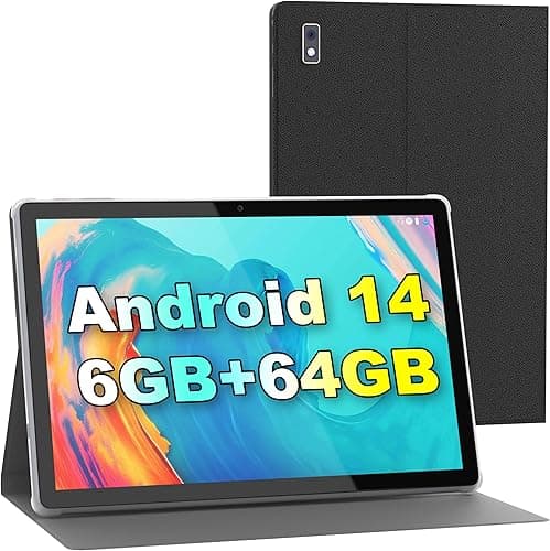 Smartpad A40 Tablet 10.1 calowe tablety Android 14 z etui, 6+64GB ROM Quad-Core Processor 5000mAh bateria, 1280x800 IPS HD ekran dotykowy 5MP+8MP kamera, Bluetooth, WiFi, tablet