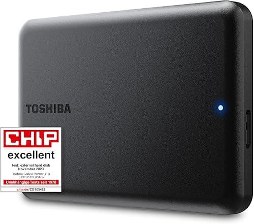 Toshiba Canvio Partner 1TB Portable zewnętrzny dysk twardy 2,5", USB 3.2 Gen 1, kompatybilny z Mac i Windows, zasilany przez USB