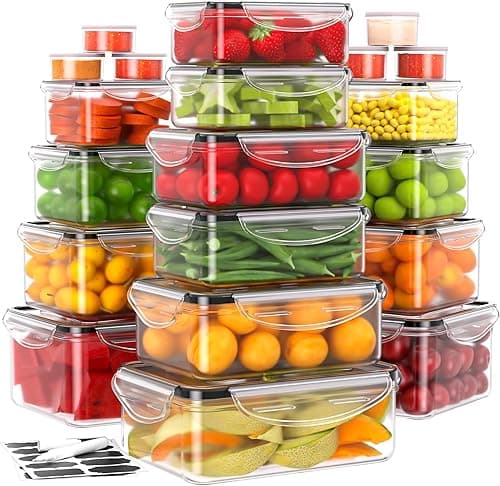 40-częściowy zestaw pojemników na żywność z pokrywkami, (20 pojemników + 20 pokrywek), szczelne, do kuchni, nie zawierają BPA