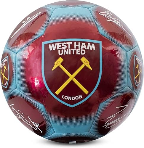 Hy-Pro Oficjalnie licencjonowana piłka nożna West Ham F.C. Classic Signature | metaliczny, rozmiar 5, młoty, trening, mecz, towar, kolekcjonerski dla dzieci i dorosłych