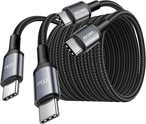 Rocoren Kabel USB C 100W [2 sztuki/2m+2m] PD3.0 QC5.0 szybkie ładowanie USB C na USB C, nylonowy pleciony kabel do transmisji danych typu C do Samsung S25 S24 S23, iPad Pro, MacBook Pro, Google