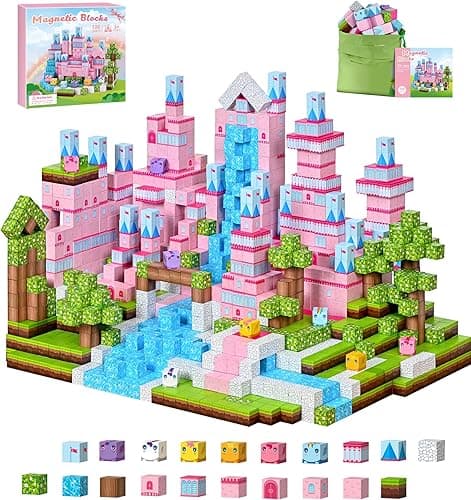 Klocki magnetyczne dla dzieci - 100-elementowy magnetyczny zestaw do budowania zamku, zabawki sensoryczne dla ma艂ych dzieci, prezenty na Halloween, Bo偶e Narodzenie, urodziny