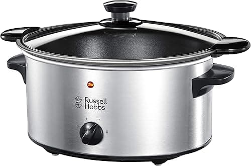 Russell Hobbs wolnowar, 3 ustawienia temperatury, pojemność 3,5l, wyjmowany garnek, funkcja utrzymania ciepła, stal nierdzewna, moc 160W, srebrny, Cook@Home Slowcooker 22740-56