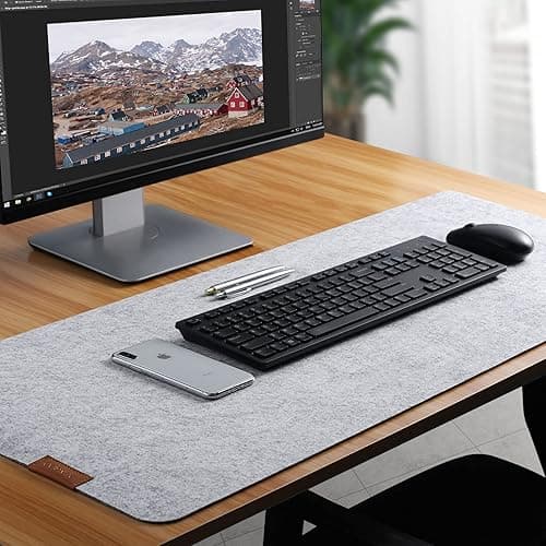 Podkładka na Biurko z Filcu | 100 x 40 cm | Antypoślizgowa Podkładka | Duża Podkładka Pod Mysz z Filcu | Ochrona Biurka w Biurze do Biura i Domu (Jasnoszara)