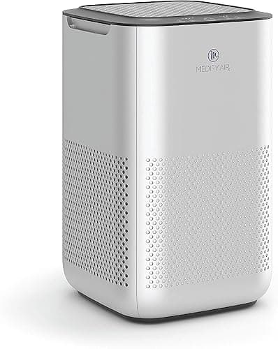 Medify MA-15 oczyszczacz powietrza z filtrem H13 True HEPA, zasięg 30 m2, dla alergenów, dymu, palaczy, kurzu, zapachów, pyłków, sierści zwierząt domowych, ciche, usuwanie do 0,1 mikrona, srebrny, 1