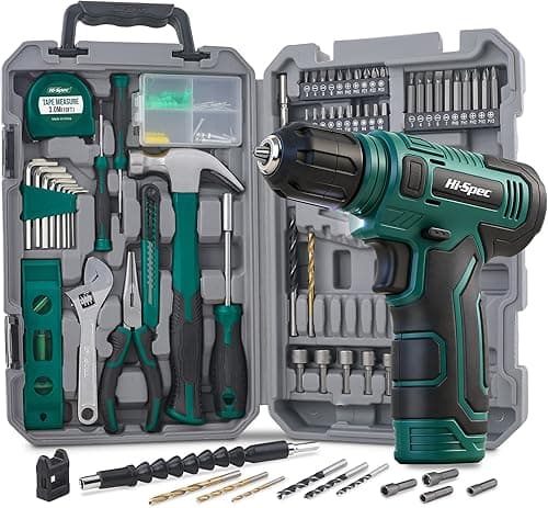 Hi-Spec 8V Wiertarko-Wkrętarka Akumulatorowa USB z Zestawem Narzędzi – Bezprzewodowy Elektrowkrętak i Kompaktowy Zestaw DIY do Domu, Zielony