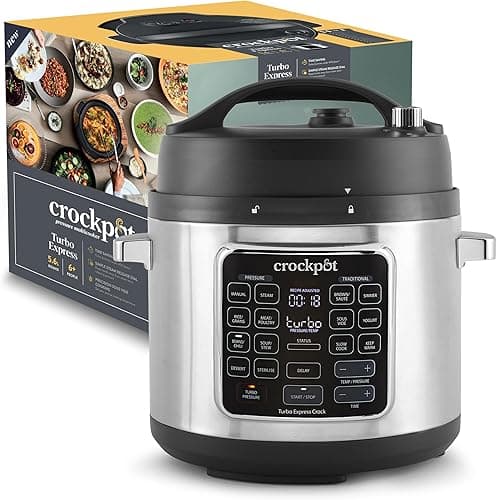 Crock-Pot Turbo Express wielofunkcyjny garnek do gotowania | możliwości przygotowania 14 w 1 | wolnowar, odkurzacz parowy, szybkowar i więcej | 5,6 l (więcej niż 6 osób) | CSC062X