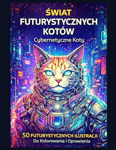 Świat Futurystycznych Kotów: Cybernetyczne Koty: 50 futurystycznych ilustracji do kolorowania i oprawienia – książka do kolorowania science fiction dla dorosłych i młodzieży