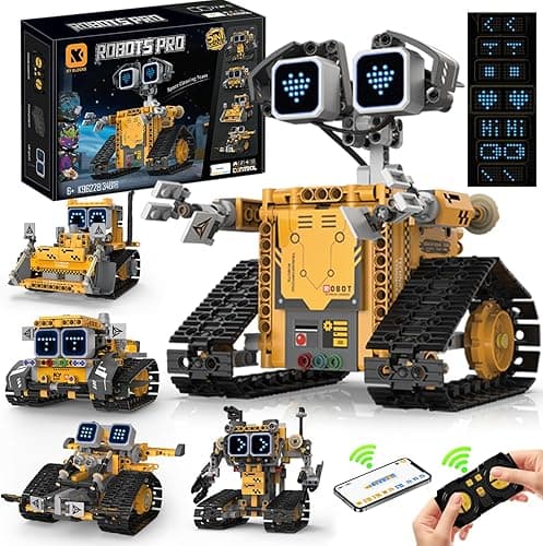 Technic Wall zabawka konstrukcyjna dla dzieci 5 w 1, robot 5 w 1, z aplikacją i zdalnie sterowaną, technic Wall Robotic zestaw konstrukcyjny z 16 wyrazem twarzy LED, 373 szt. RC