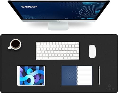 Knodel Podkładka na biurko, mata na biurko, skóra PU, mata na biurko na laptopa, wodoodporna podkładka na biurko, do biura i domu, dwustronna (40 x 80 cm, czarna)