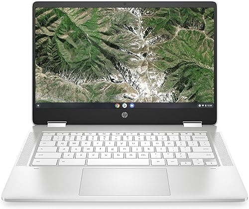 HP Chromebook x360 Laptop, 14" ekran dotykowy, Intel Celeron N4120, 4 GB DDR4 RAM, 64 GB eMMC, Intel UHD Graphics 600, system operacyjny ChromeOS, klawiatura QWERTZ, Germini, Biały ceramiczny