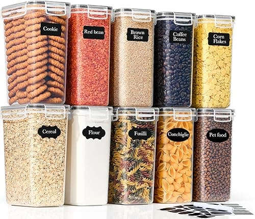 Zestaw 10 pojemników do przechowywania GoMaihe 2L: hermetyczne pojemniki do przechowywania żywności z pokrywkami | Pojemnik kuchenny do przechowywania płatków śniadaniowych, mąki, makaronu i cukru
