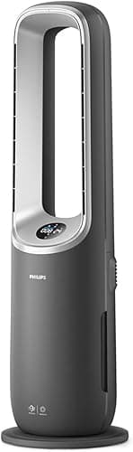 Philips Air Performer 3w1 - wentylator, oczyszczacz powietrza i grzejnik, Filtr NanoProtect HEPA, Usuwa alergeny, wirusy, bakterie, zapachy i 99,97% pyłków z powietrza, Cichy, Kolor Szary (AMF870/15)