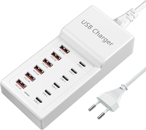 Ładowarka USB, wielokrotna ładowarka 50 W, 12 portów, stacja ładująca USB-A, wiele urządzeń, ładowarka do telefonów komórkowych iPhone 16/15/14/13/12 Pro Max/iPad/Galaxy S23/S22/smartfona/tabletu