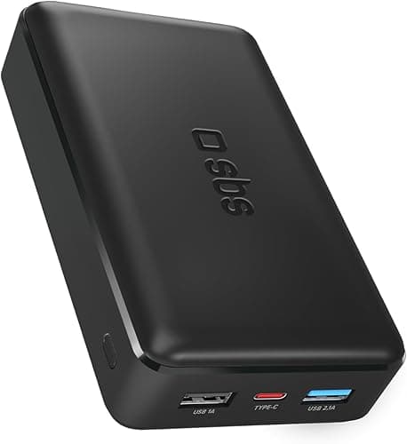 SBS PowerBank 20K SLIM, 20000mAh, Power Bank z Szybkim Ładowaniem, Intelligent Charge (IC), LED ładowania, 1 USB-C, 2 USB-A, Przenośna Ładowarka Podróżna, Kompaktowy Design, Czarny